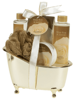 White Rose Jasmine Gold Tub Spa Bath Gift Set